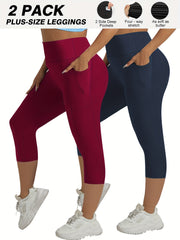 Pack de 2 leggings de yoga talla grande con cintura alta y bolsillo lateral ropa deportiva elástica