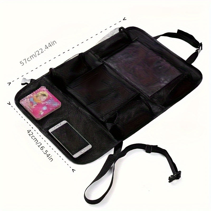 2-Pack Car Backseat Organizer with Tablet Holder and Kick Mats Durable Polyester