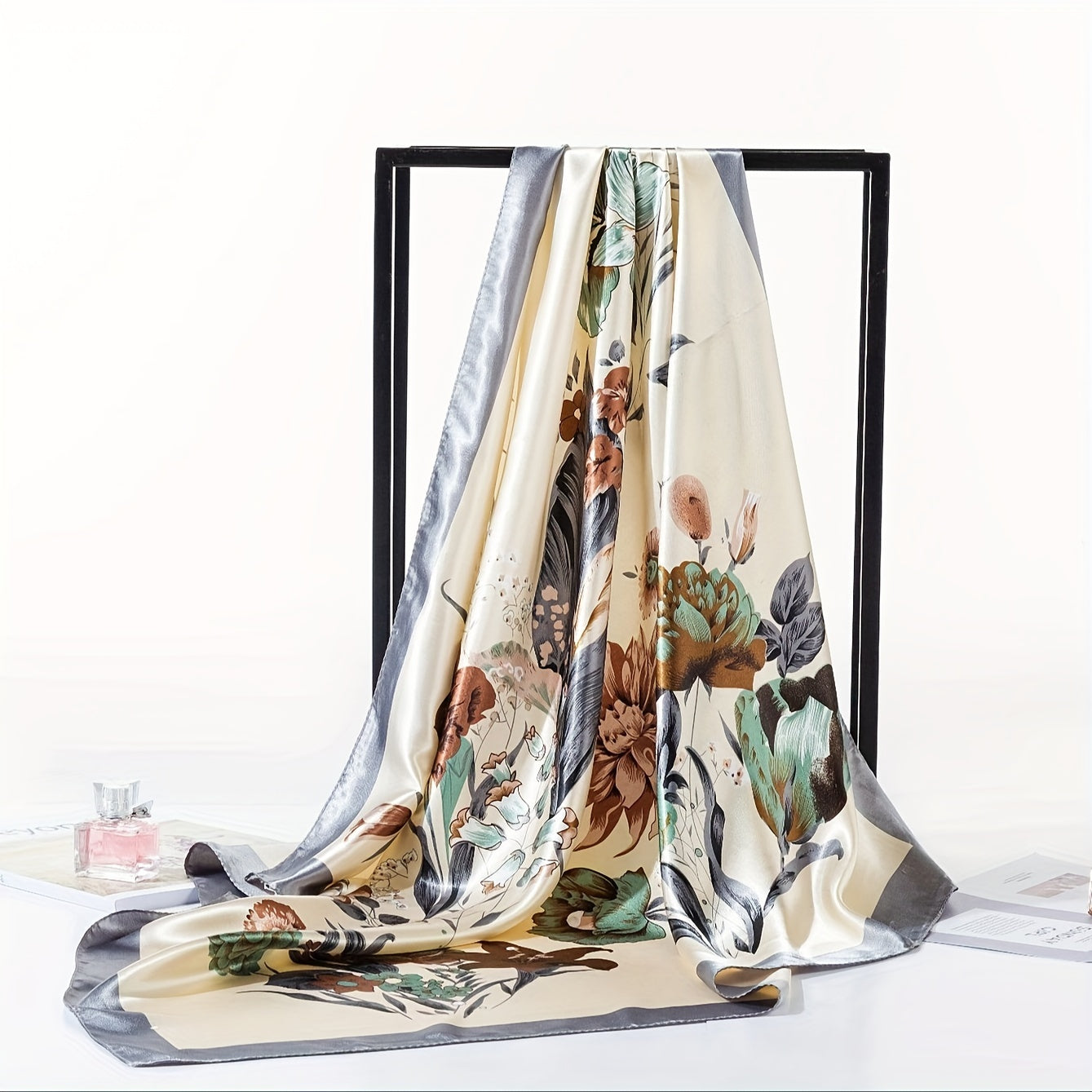 Women's Polyester Floral Print Square Scarf Lightweight Sun Protection Classic Style