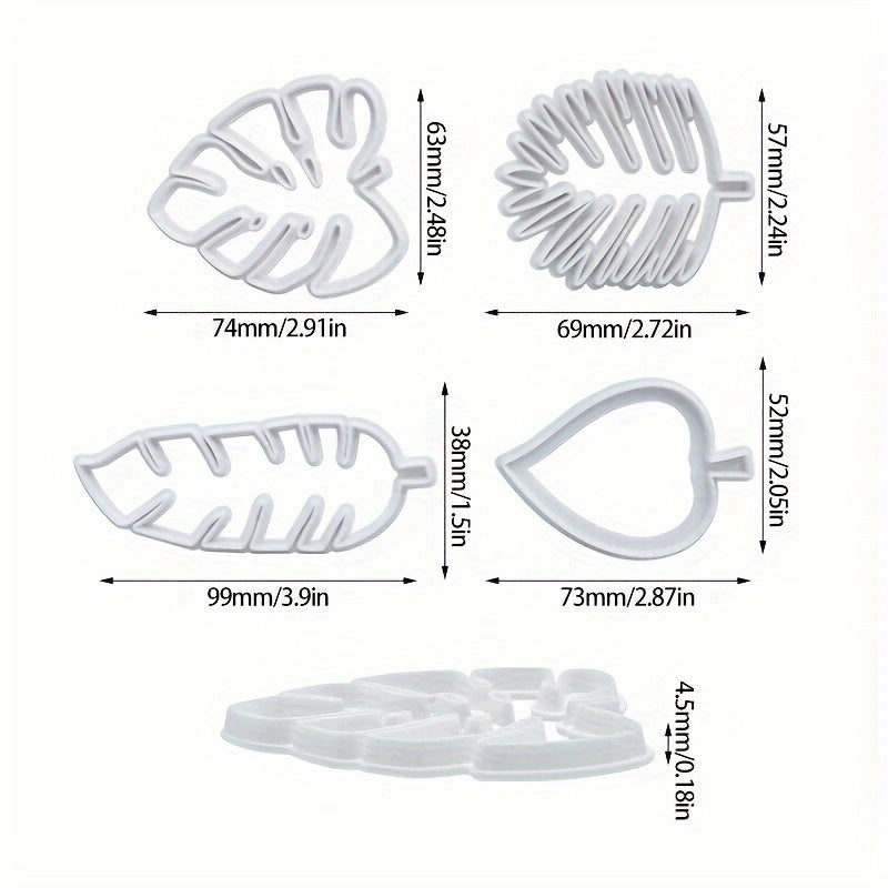 Set of Tropical Leaf Cookie Cutters Plastic for Fondant Gummy Candies Cake Decorations