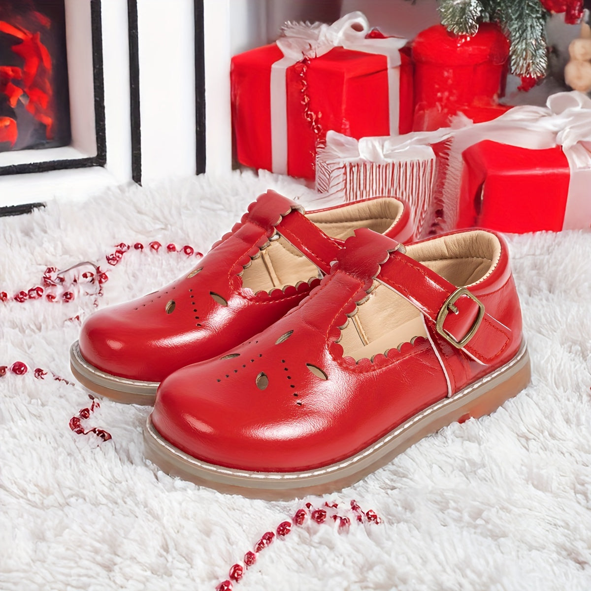 Qizlar uchun vintage uslubidagi Mary Jane poyabzallari, maktab va norasmiy kiyim uchun bahor/kovakda mukammal, havo o'tkazuvchi.