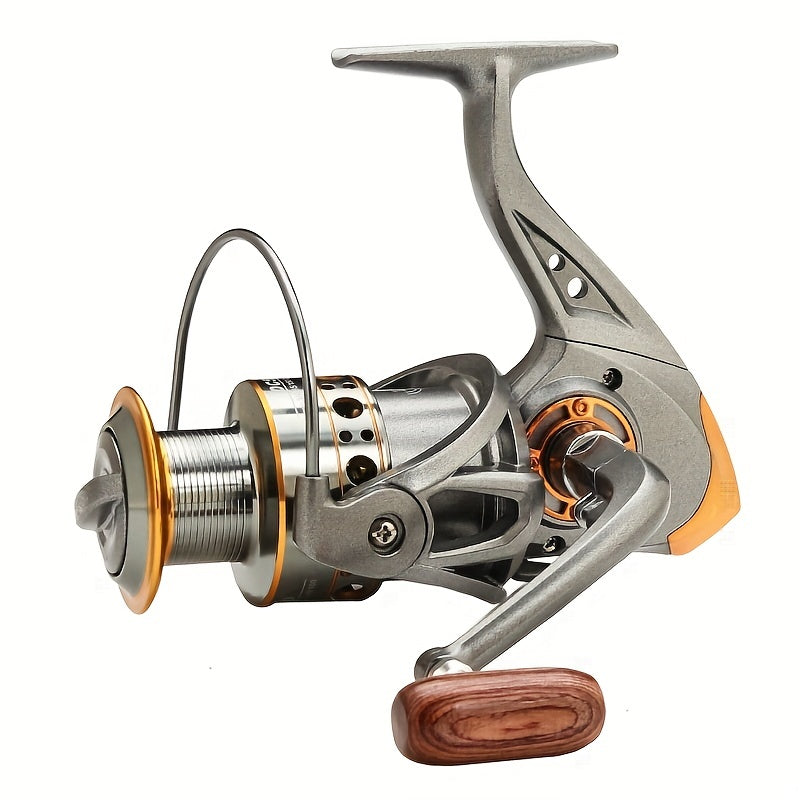 High-Performance Spinning Fishing Reel Stainless Steel Copper Aluminum Alloy Smooth Bearings Wooden Handle for Freshwater Saltwater