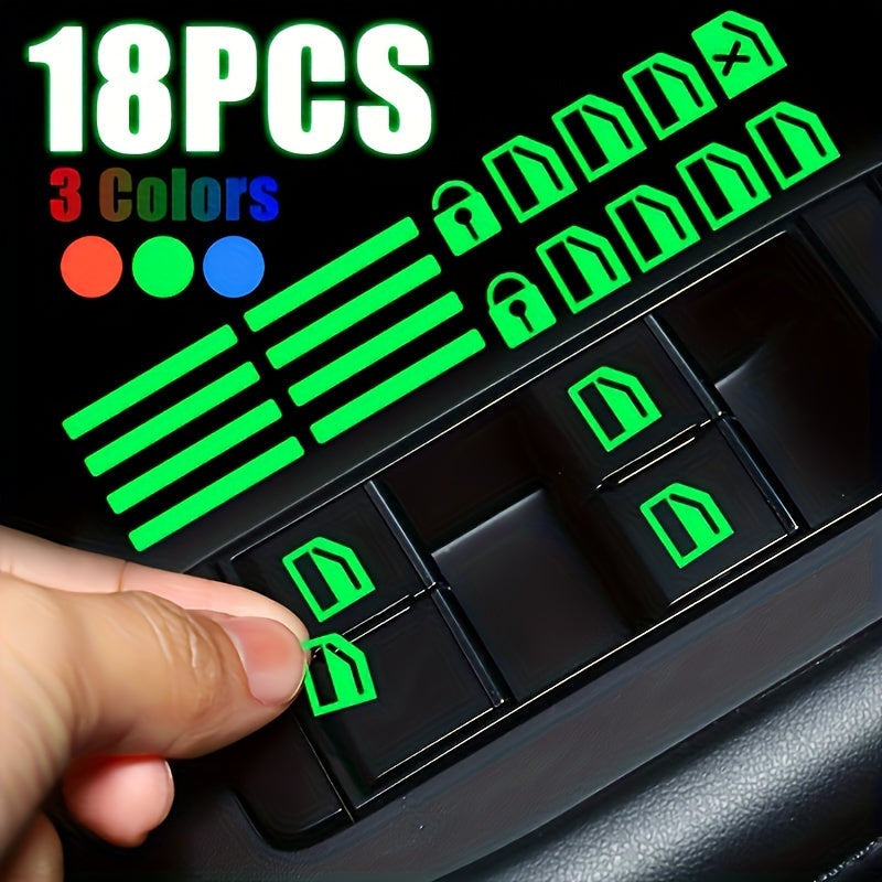 18pcs Luminous Car Stickers Self-Adhesive Night Vision Window Decals