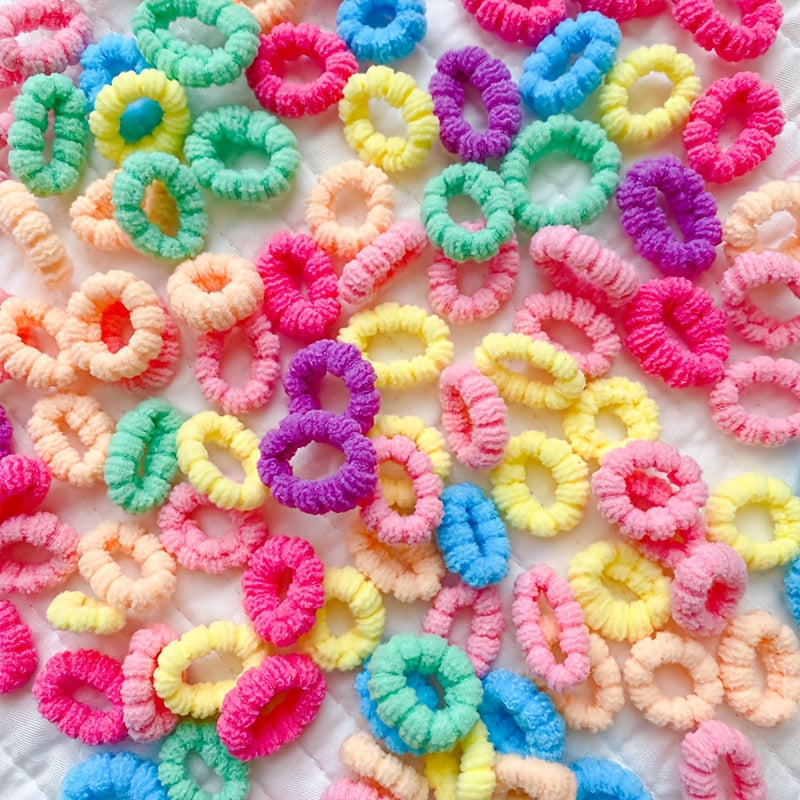 100 rang-barang elastik soch bog'lamlari qizlar uchun kichik soch aksessuarlari soch turmaklash uchun