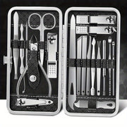 Set of 19 Stainless Steel Nail Clippers Manicure Pedicure Grooming Kit with Travel Case