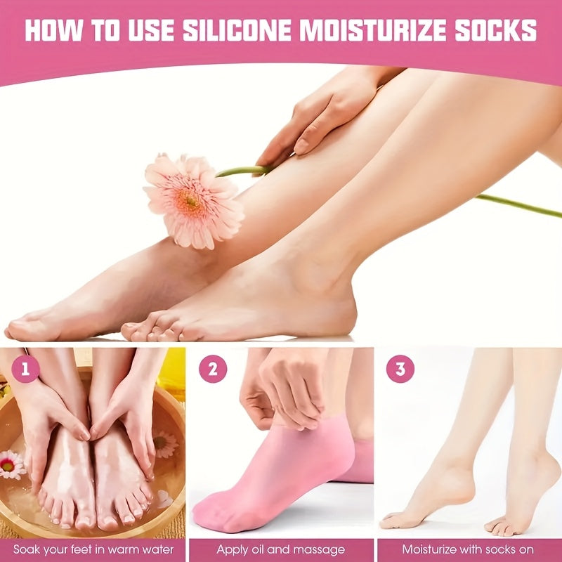 Silicone Moisturizing Foot Socks for Cracked Feet with Massage Gel