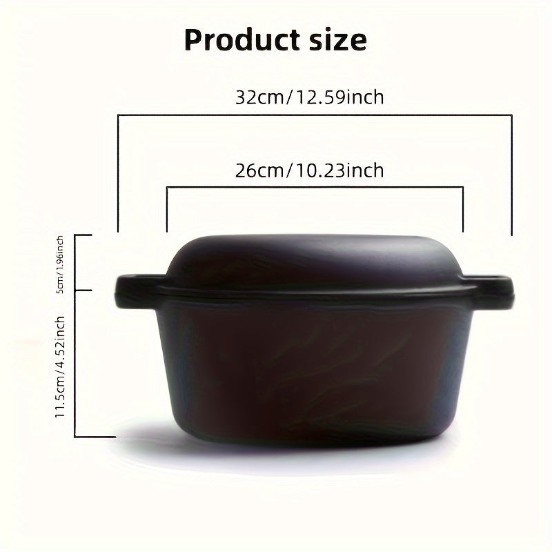 Cast Iron Skillet and Dutch Oven Set 25.98cm Pre-Seasoned for Frying Baking Camping