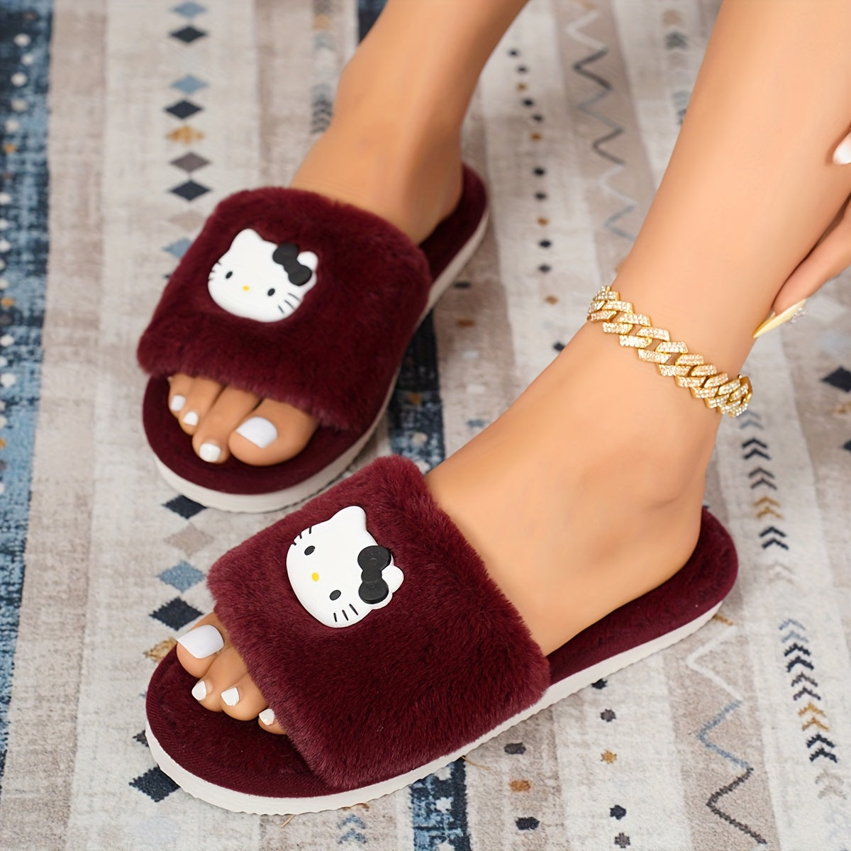 Women's Fluffy Slippers Indoor House Shoes Soft EVA Sole Warm Cozy