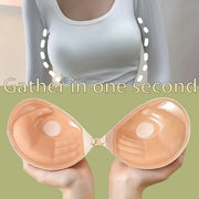 Adhesive Bra Pads for Small Busts Seamless Wireless Push-Up Clear Silicone Non-Woven Fabric
