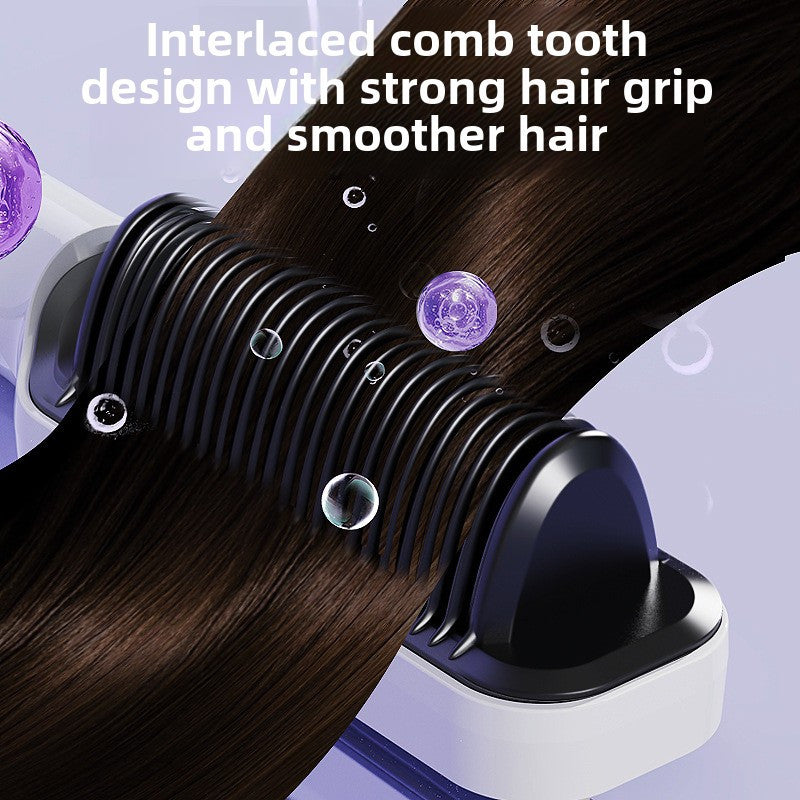 2-in-1 Ionic Hair Straightener Curling Wand LCD Display Ergonomic Auto Shut-Off Purple Black Dual Voltage