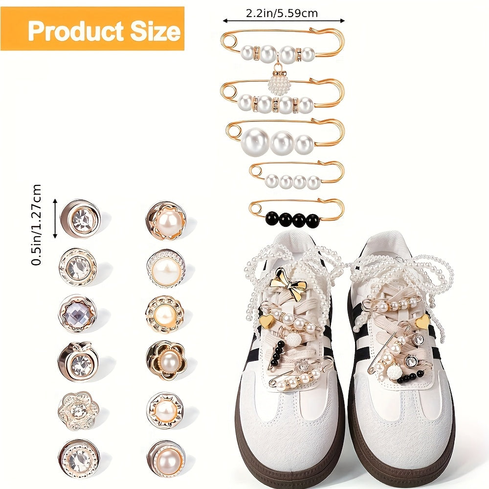Unisex Shoe Charm Set with Bowknots and Jewelry Accents for Sneakers