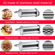 Stainless Steel Pasta Maker Attachments for Stand Mixer Includes Sheet Roller Spaghetti Fettuccine Cutter