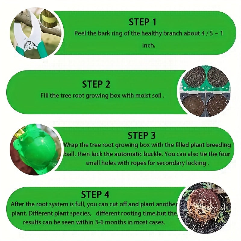 Juego de 10 piezas de herramientas para injerto de plantas, bola de enraizamiento de plástico de 5cm para capas de aire y corte de plántulas