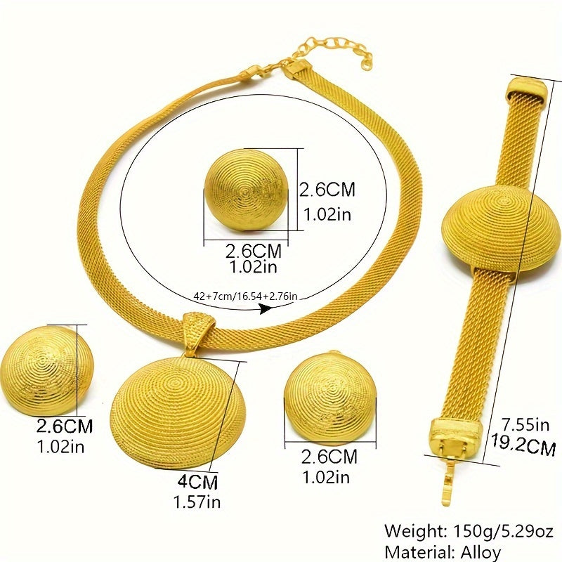 Nikoh uchun 18K oltin bilan qoplangan zargarlik to'plami: taqinchoq, quloq taqinchoq, uzuk, bilaguzuk