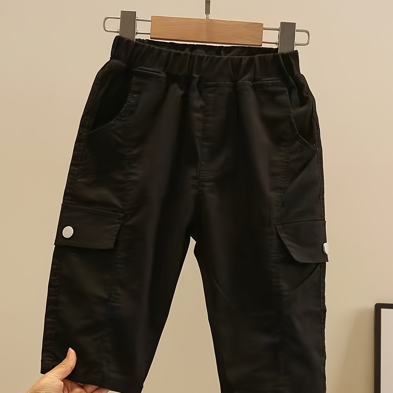 Kids Boys Cotton Cargo Shorts with Korean Style 3/4 Length Patchwork