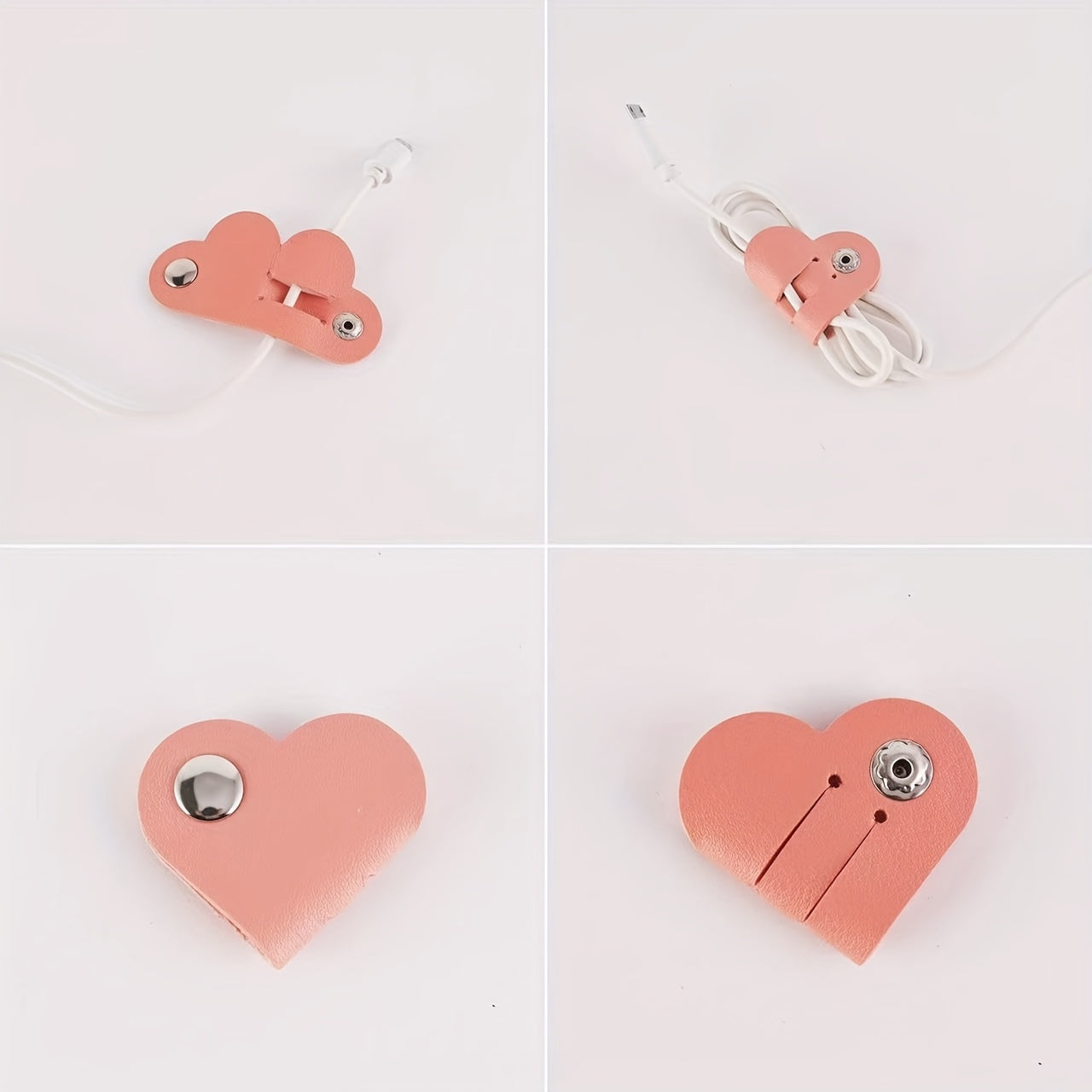 Cord Organizer Set for Earbuds and Headphones Faux Leather Winder Matcha Green Pink White