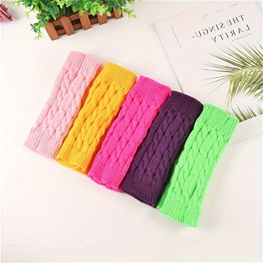 Unisex Acrylic Fingerless Arm Warmers for Casual Wear Touchscreen Compatible