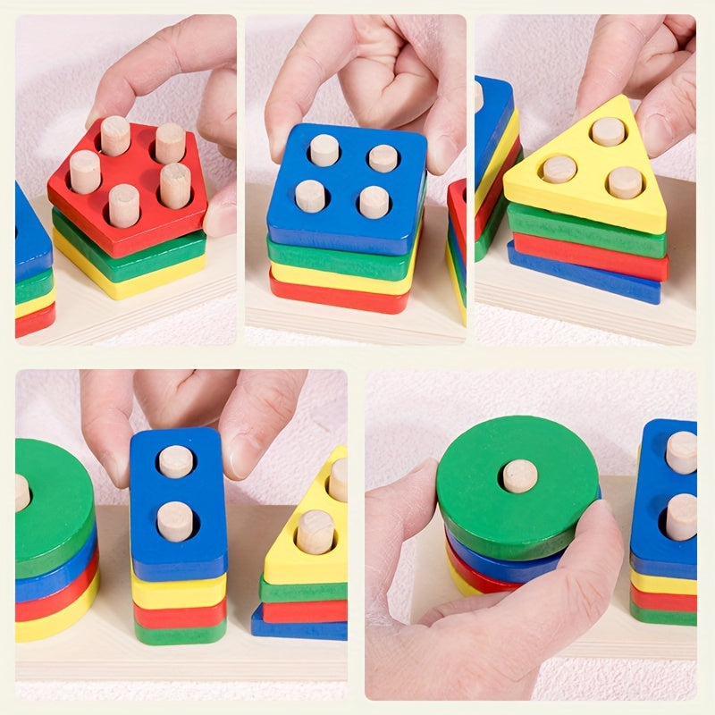 Wooden Educational Puzzle Toy for Shape Recognition and Cognitive Development for 18 Months Plus