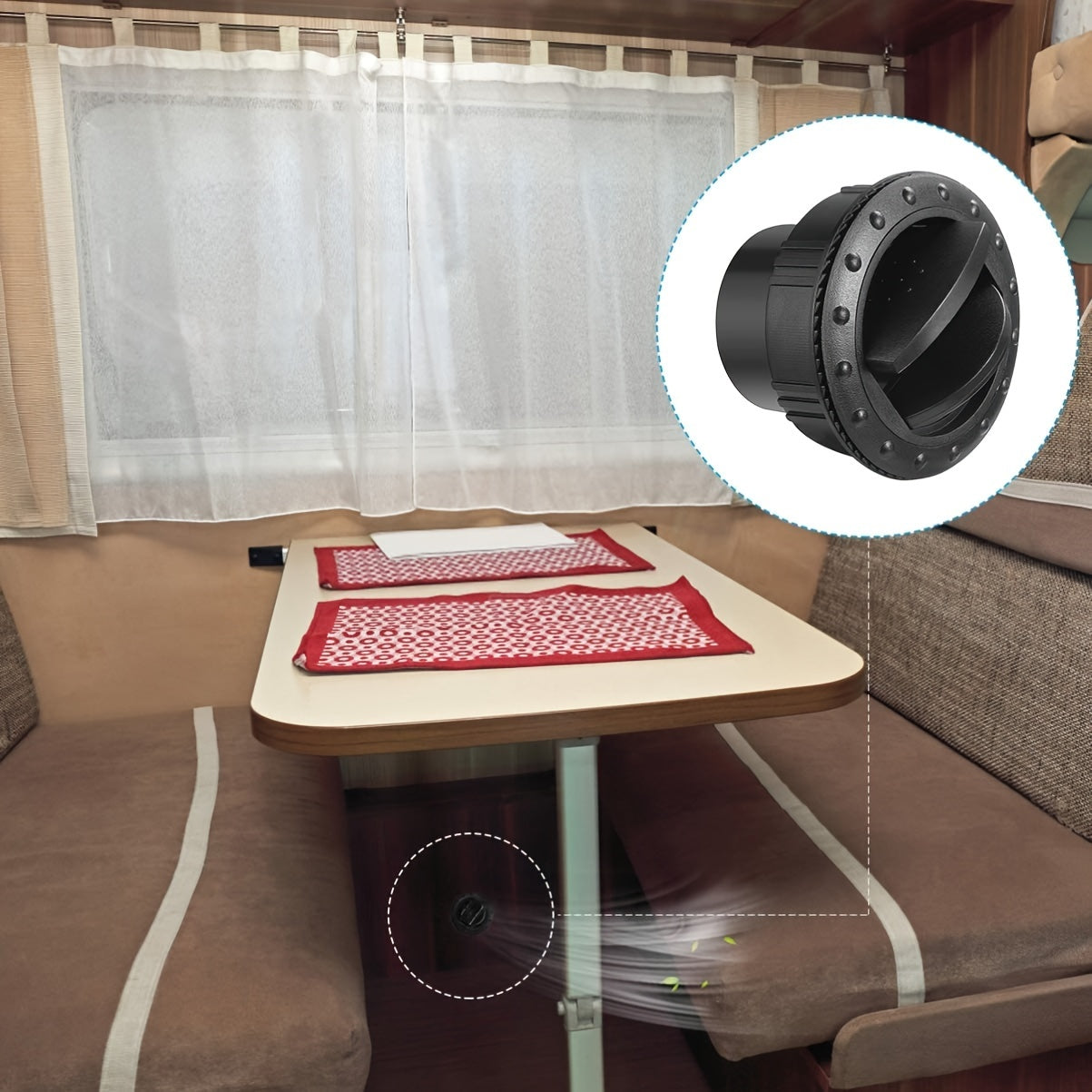 60mm Black Gray Round Car Ventilation Outlet ABS Plastic for RV ATV Bus Electric Vehicle