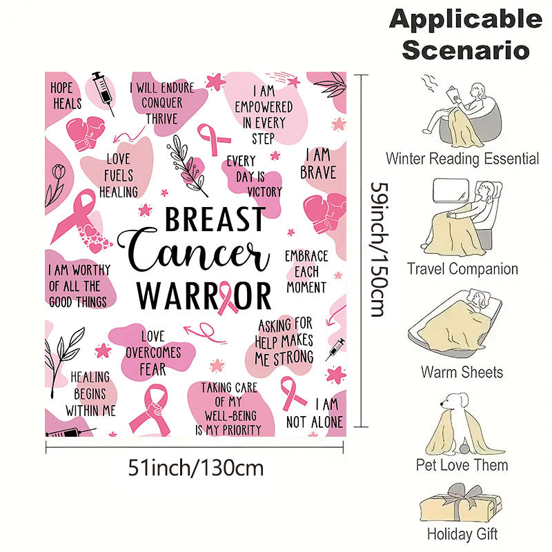 Pink Breast Cancer Awareness Throw Blanket for Survivors and Supporters All-Season Flannel Bedding