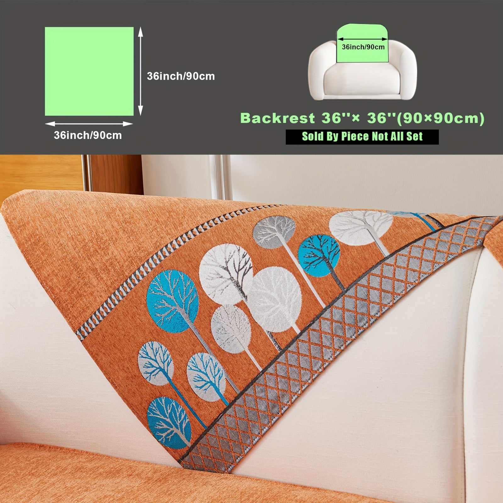 Bohemian Style Sofa Cover with Moonlight Forest Tree Pattern Non-Slip Machine Washable for Single to Quadruple Seat Sofas