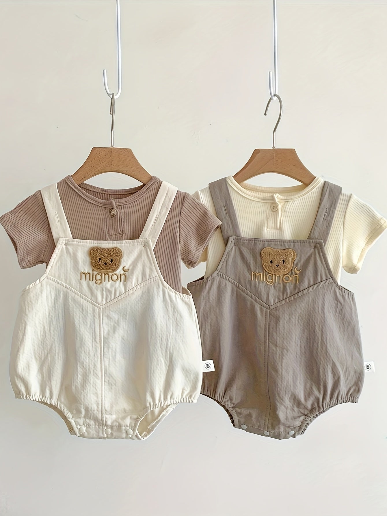 Baby Boys Summer Korean Style Short Sleeve Diaper Cover Two-Piece Set Cotton Solid