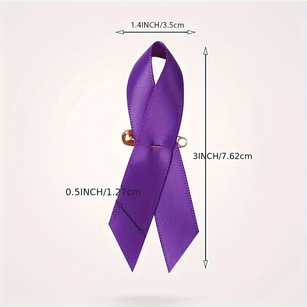 Purple Ribbon Brooch Pin for Awareness Campaigns and Charity Events