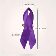 Purple Ribbon Brooch Pin for Awareness Campaigns and Charity Events