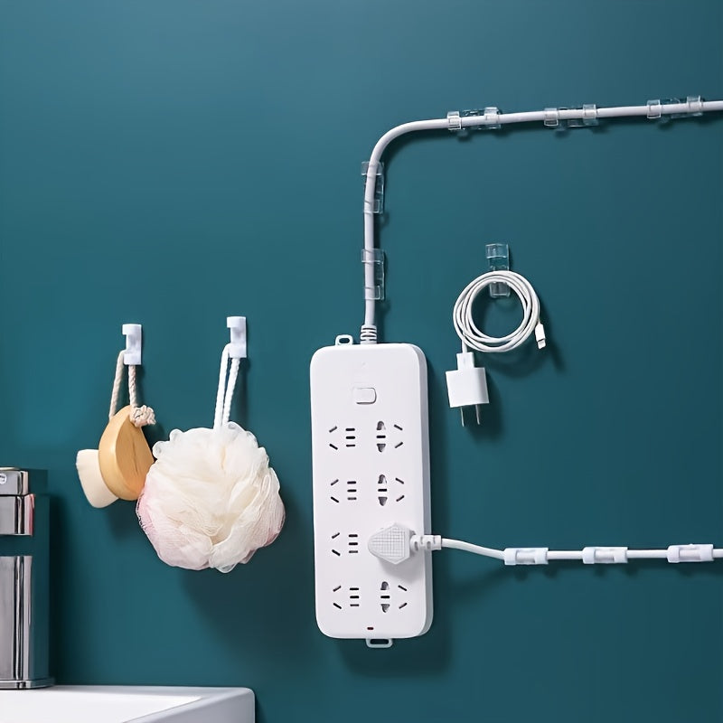 100 Transparent Plastic Cable Clips for Power Line Management Wall and Under Table Mounting