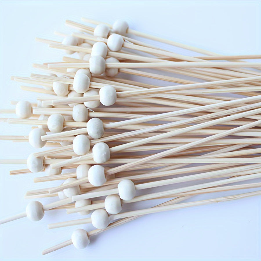 High-Quality Bamboo Cocktail Picks with Red Beads Disposable Fruit Skewers for Parties