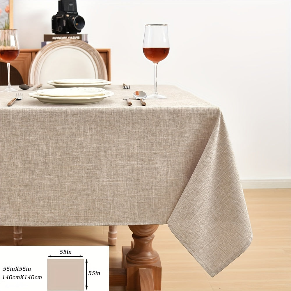 Beige Waterproof Polyester Tablecloth for Weddings Parties and Home Dining
