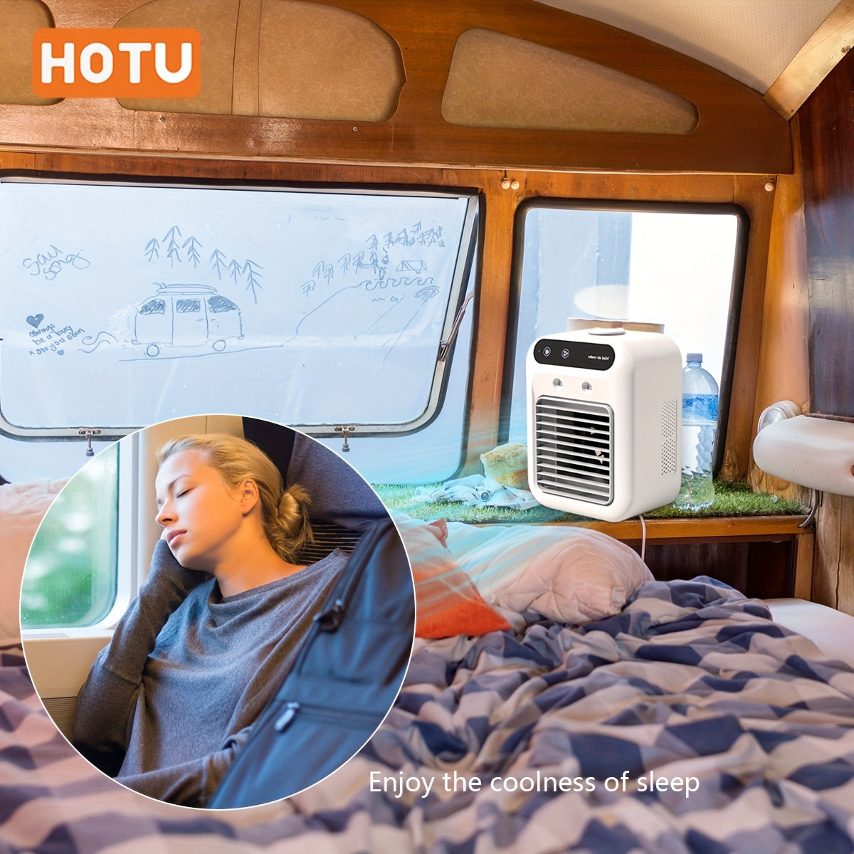 Portable USB Rechargeable Air Conditioner Humidifier for Home Office RV 3-Speed