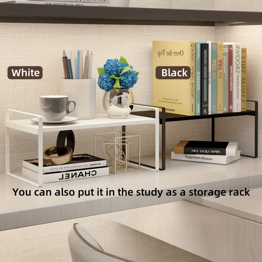 Double Layer Kitchen Cabinet Rack Carbon Steel ABS Storage for Seasoning Pots Bowls