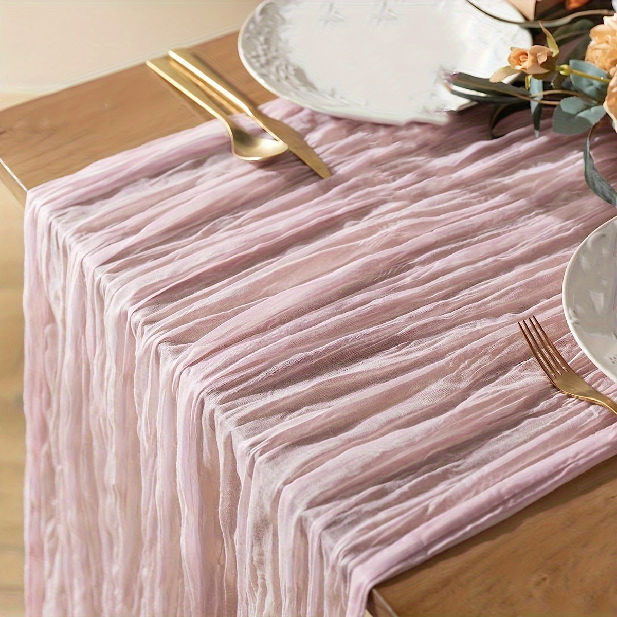 Wrinkled Cheesecloth Table Runner Bohemian Chic Wedding Party Decor