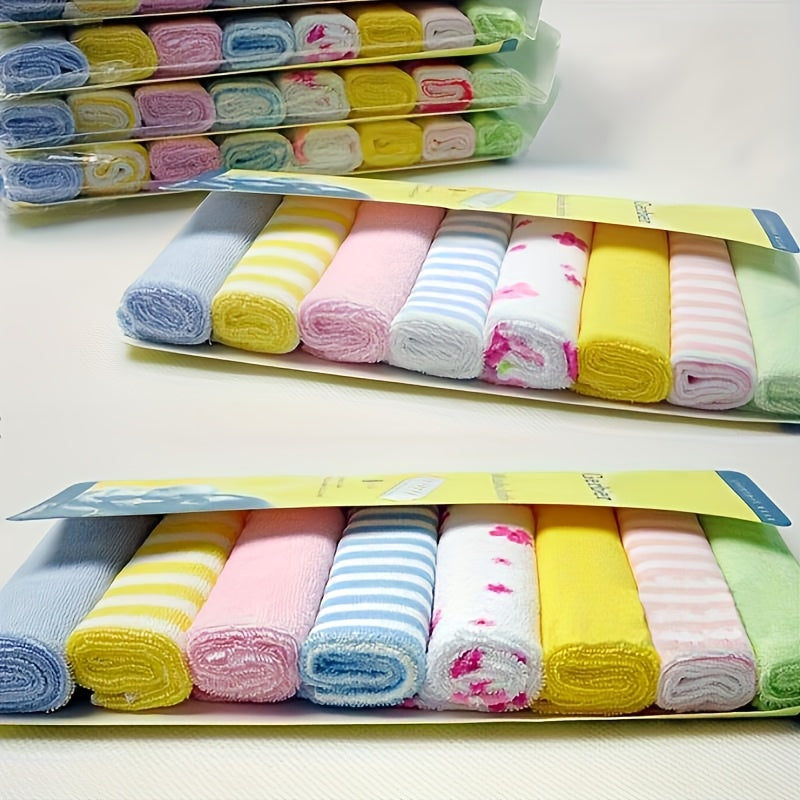 8-Pack Baby Soft Polycotton Knit Bath Towels Lightweight Infant Washcloths Mixed Color