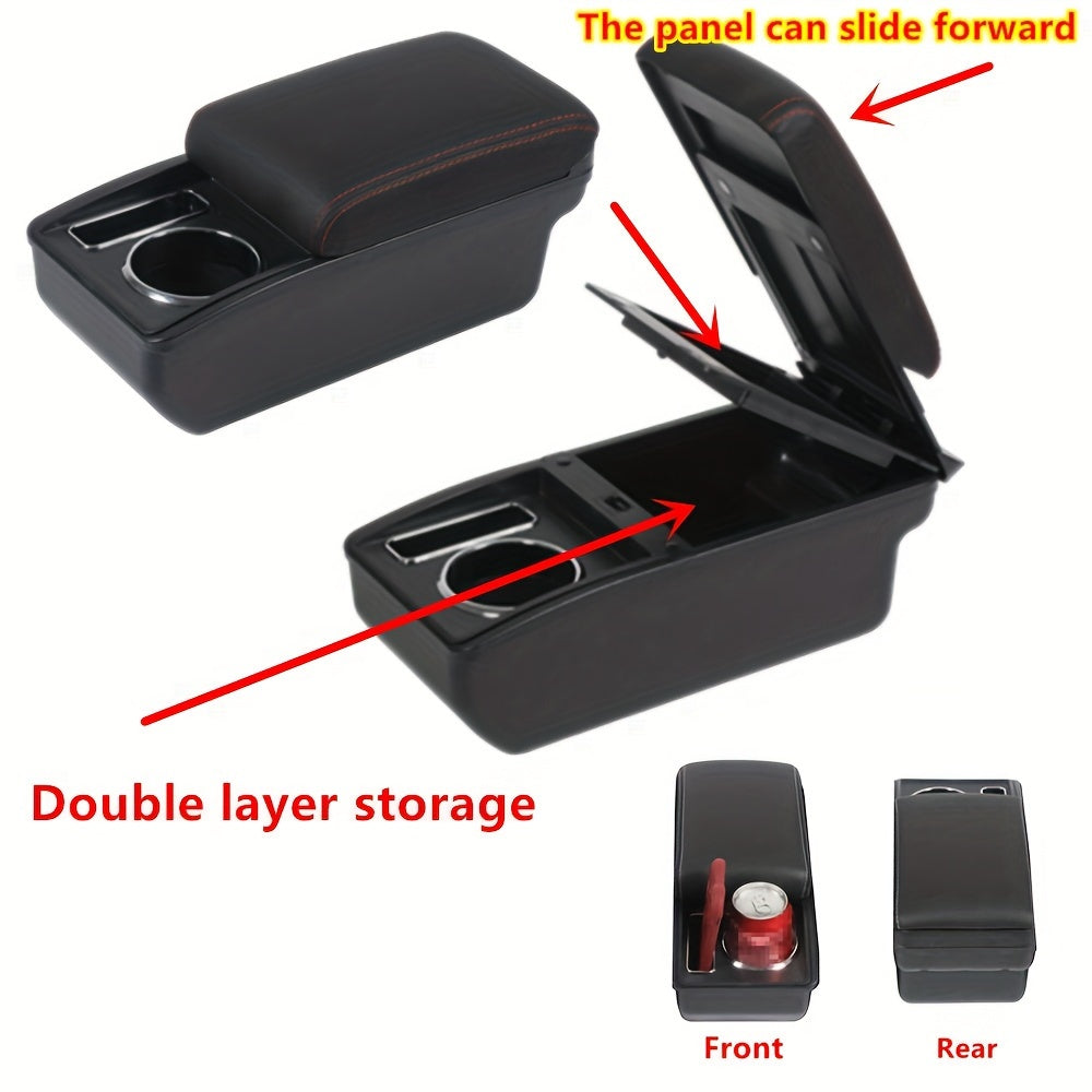 Car Interior Armrest Box Universal Fit for 15-19 Kia RIO Double Layer Storage