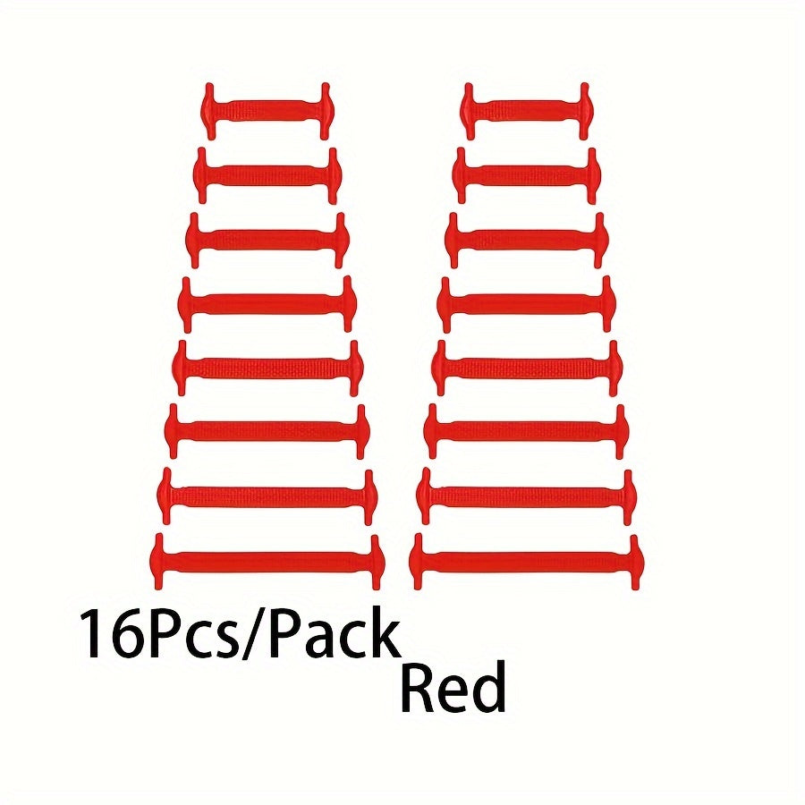 16 Pcs Silicone Elastic No-Tie Shoelaces Waterproof Stain-Resistant for Sneakers