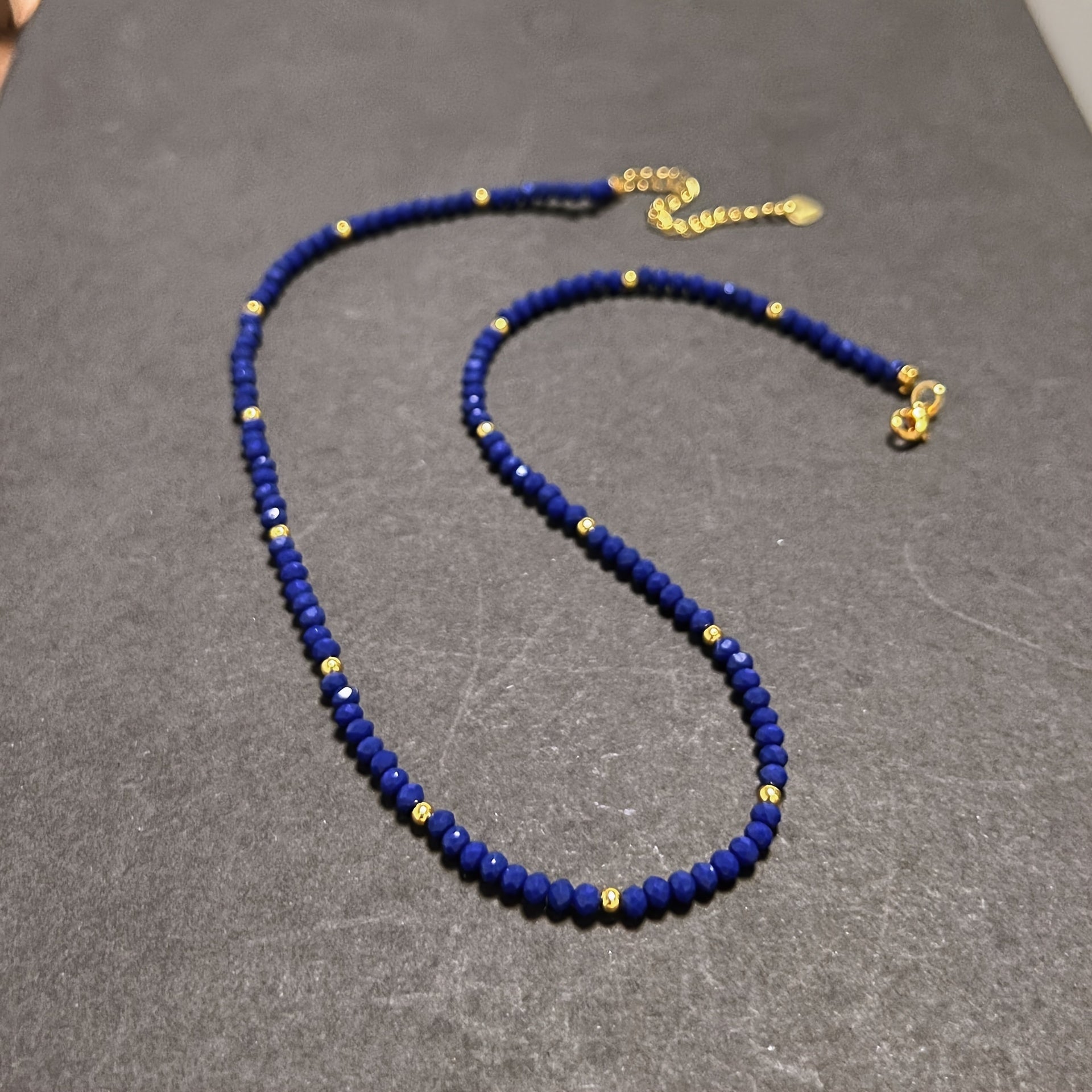 Bohemian Lapis Lazuli Beaded Necklace for Women Natural Stone Jewelry Gift