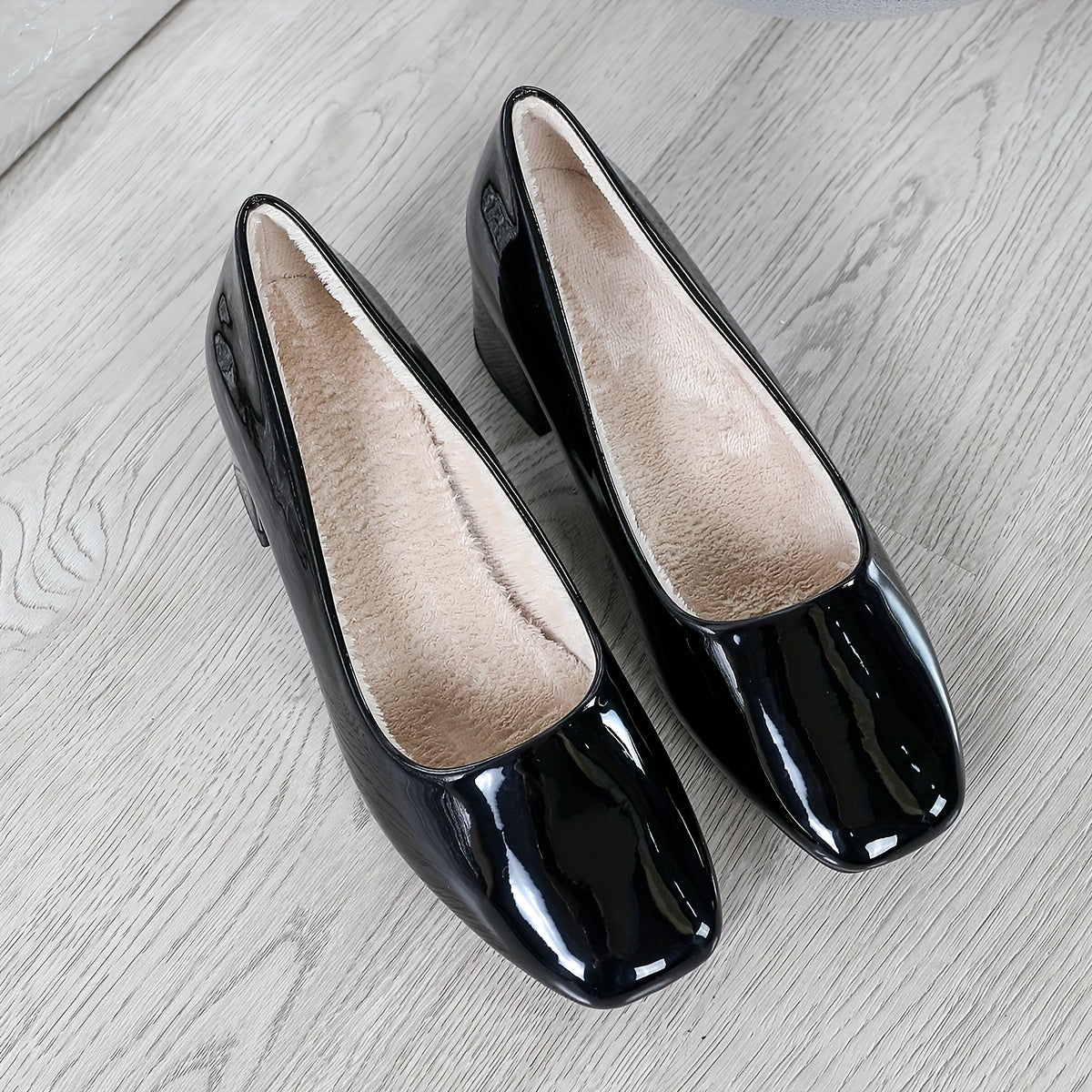 Women's Synthetic Square Toe Low Block Heel Shoes Flats Casual Formal