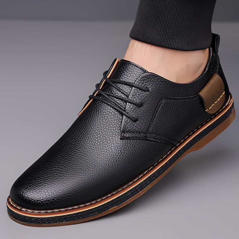 Men's Casual Dress Shoes Microfiber Synthetic Leather Round Toe Rubber Sole Low Top Lace Up for Spring Fall