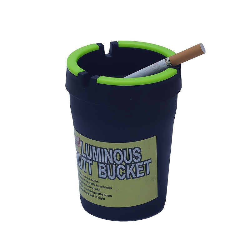 Glow-in-the-Dark Double-Layer Plastic Ashtray for Car and Home, Neon Colors