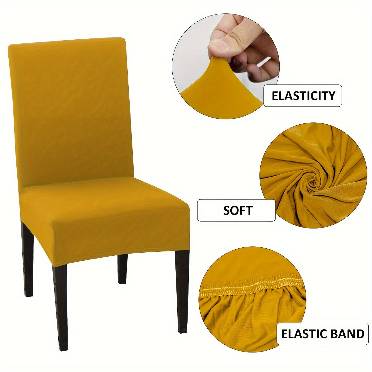 4/6pcs Elastic Solid Color Chair Covers for Home and Restaurant Use S Size