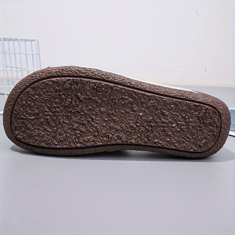 Women's Slip-On Loafers with Mid-Top Design Faux Leather Round Toe Mid Heel All-Season