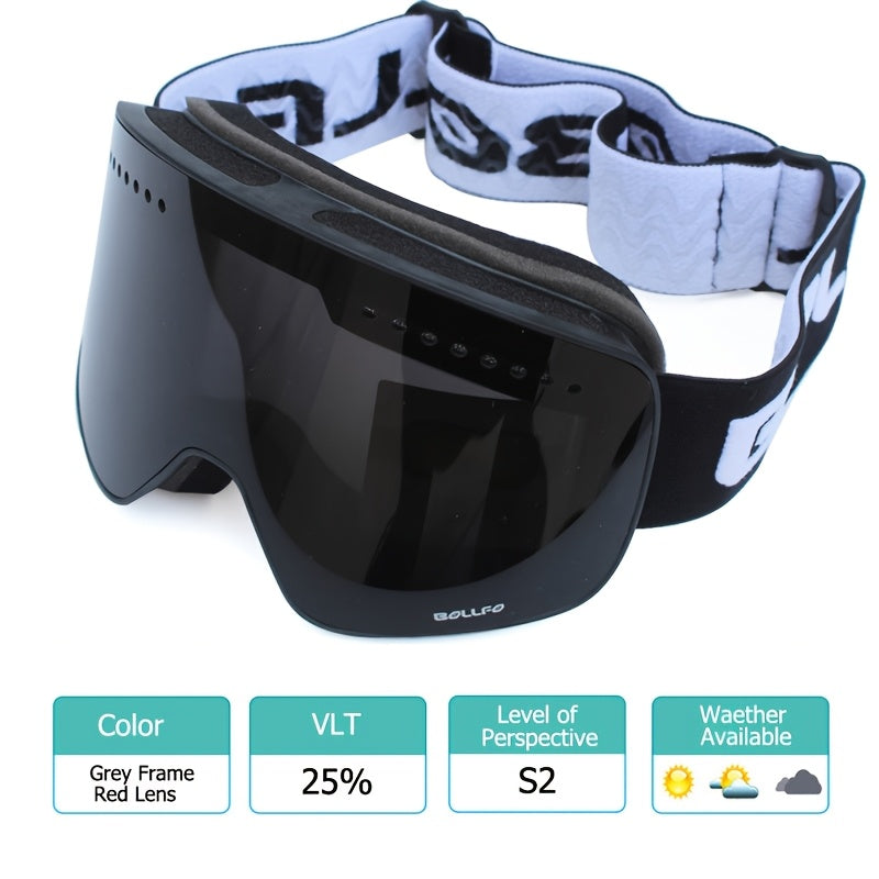 Adult Ski Goggles Mirrored Double Layer Lens TPU Frame for Snowboarding and Ice Skating