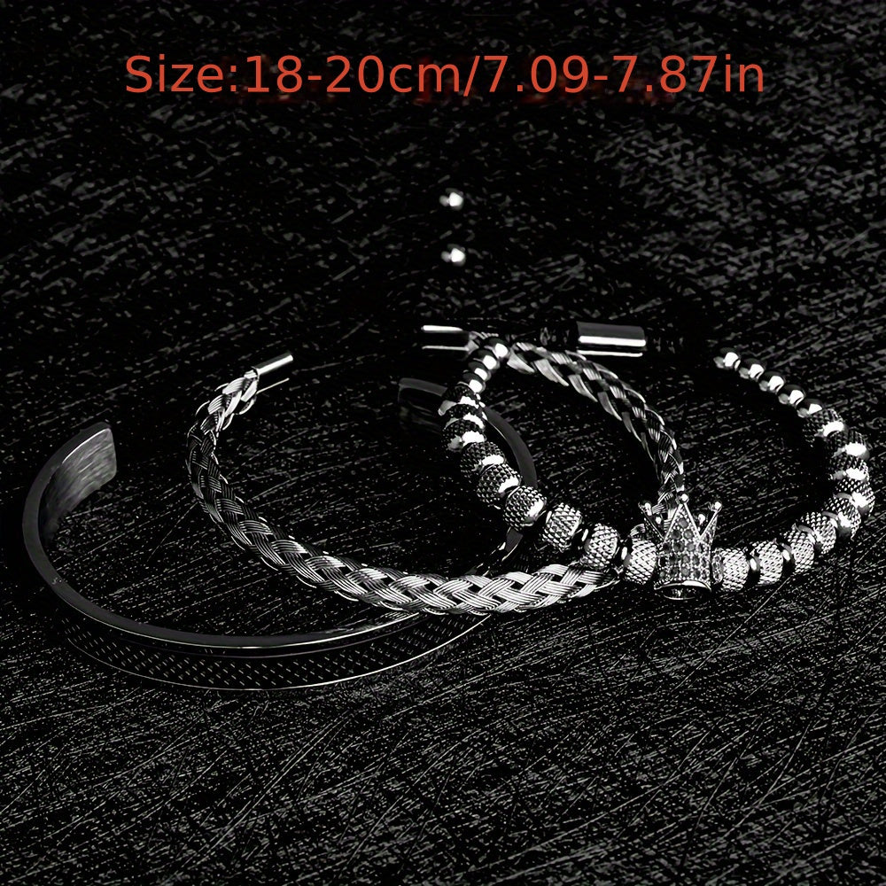 Stainless Steel Crown Bracelet for Men Jewelry Accessory Gift