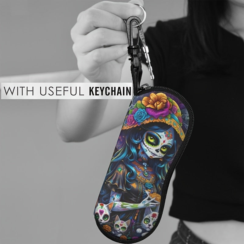 Galaxy Print Glasses Case for Men and Women Rubber Zippered Eyewear Sleeve