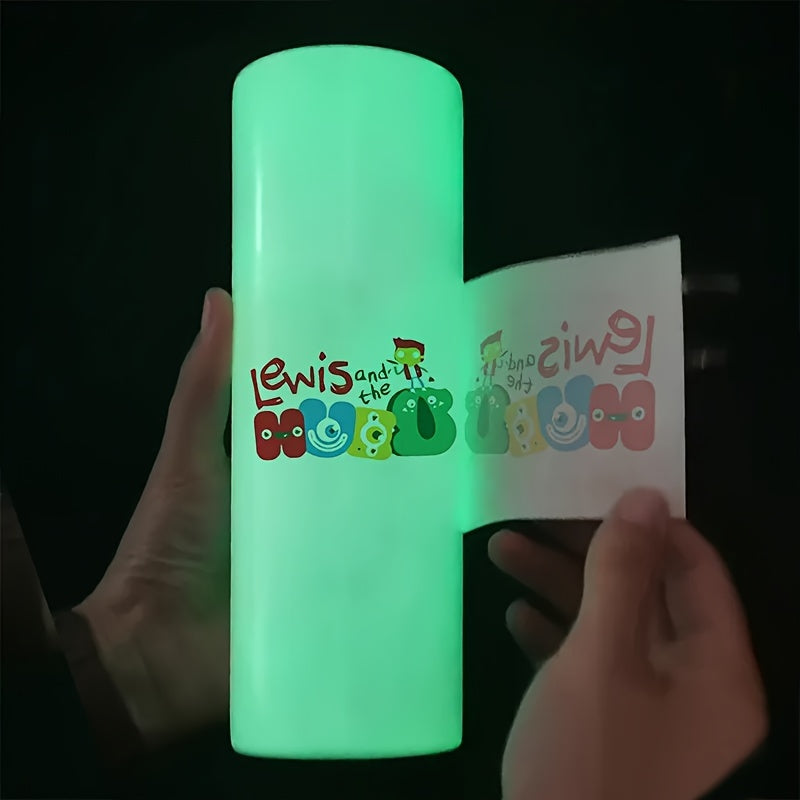 Set of 4 Stainless Steel Sublimation Tumblers 20 oz Glow in Dark Cups Lids Straws