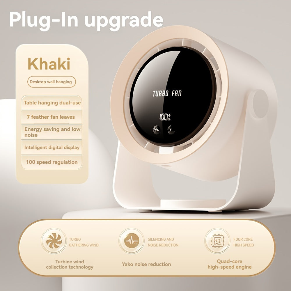 Высокоскоростной настольный вентилятор с LED-дисплеем, регулируемый угол, перезаряжаемый через USB