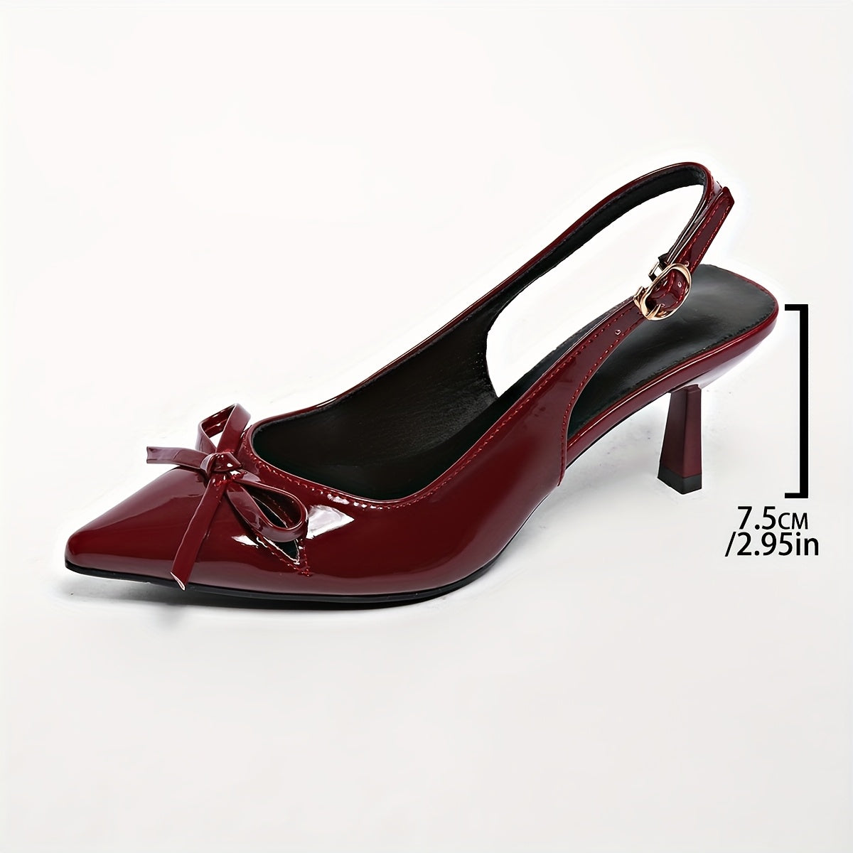 Women's Synthetic Pointed Toe Stiletto Heels with Bow Detail, Metallic Accents
