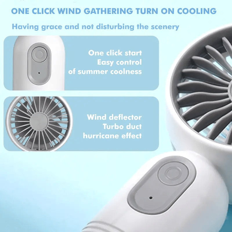 Mini Handheld Fan Rechargeable Battery USB Charging 3 Speeds Portable Personal Fan for Office Travel Camping